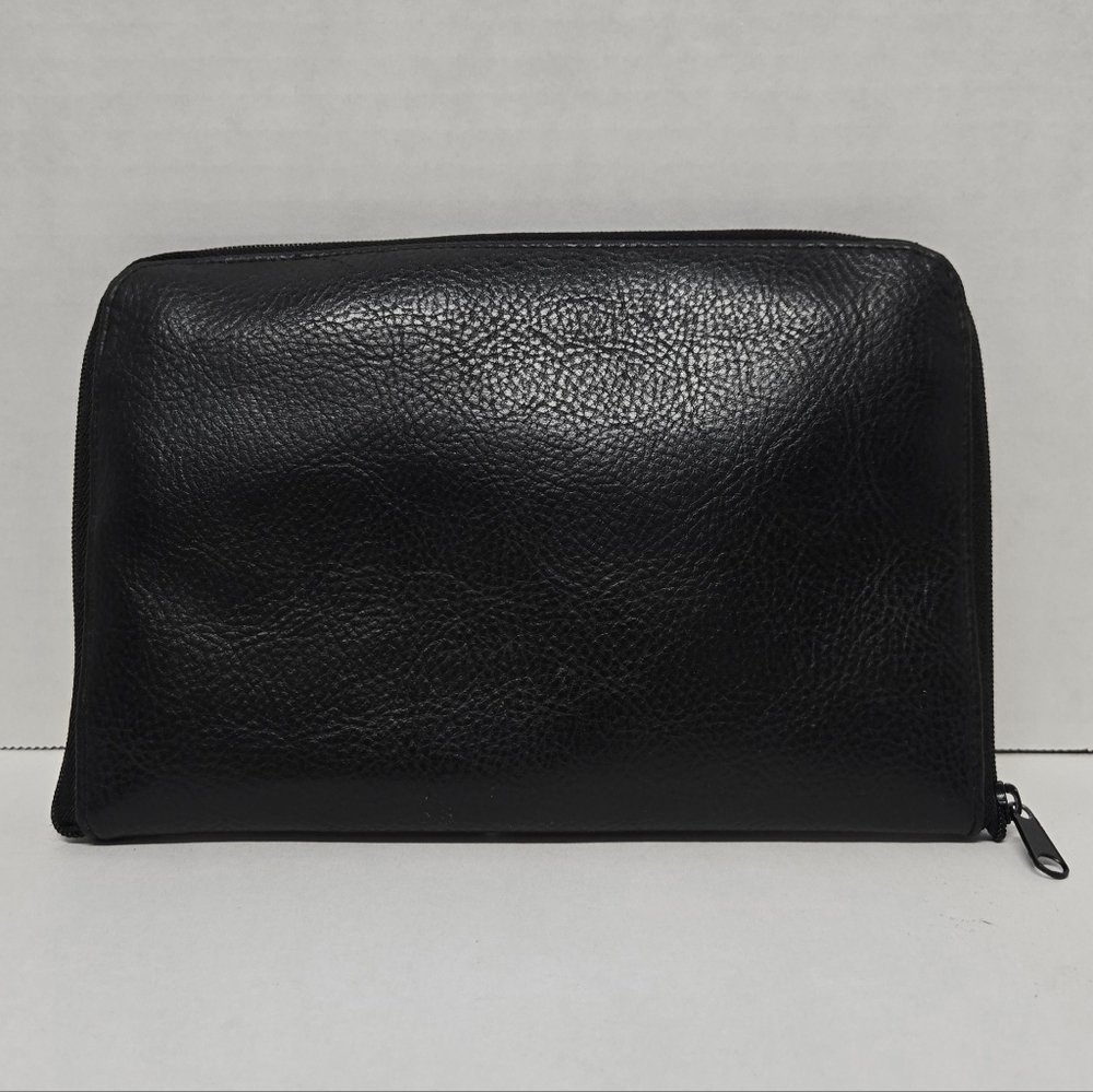 Connoisseurs Blk Leather w/Blk Velvet Interior Jewelry Clutch EUC 8.5"x6"